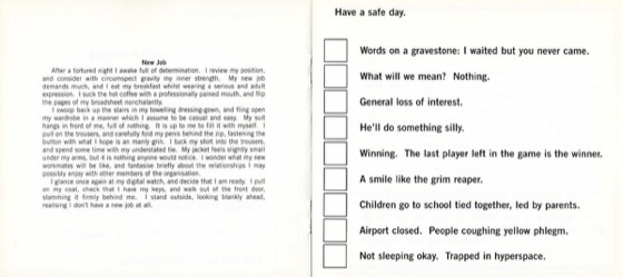 Booklet spread: the story “New Job” and “Have a safe day” (Capitol, later pressing)