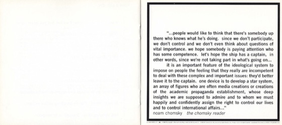 The last page: a passage from The Chomsky Reader (Capitol, later pressing)