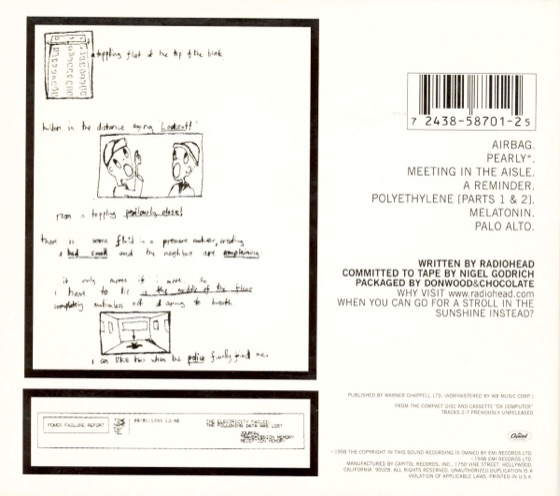 The back: the handwritten story, the fax report and the running order (Capitol CD, later pressing)