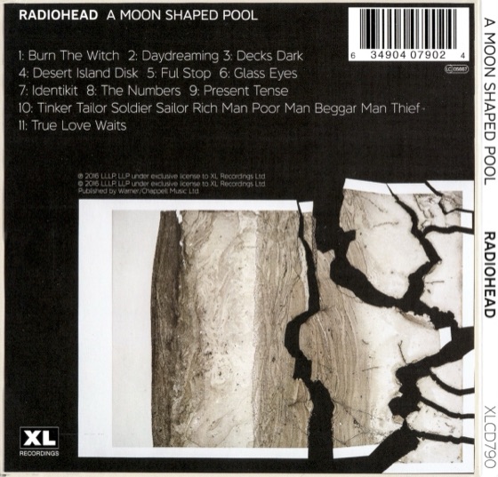 The back, with the tracklist in alphabetical order (XL Recordings, 2016)