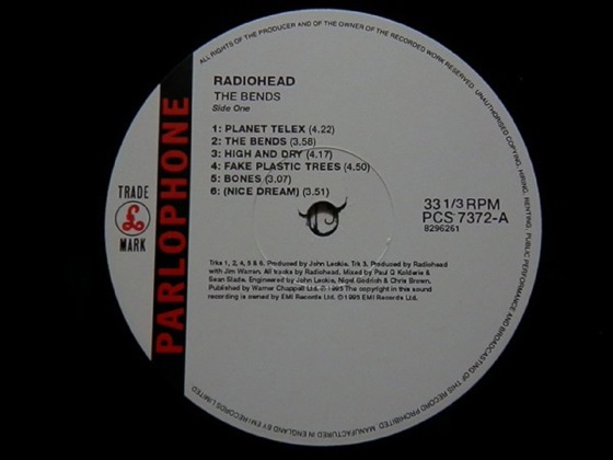 LP label, side one (Parlophone, UK, 1995)