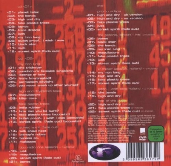 Back of the three-disc Collector's Edition, with its B-sides and DVD (EMI, 2009)