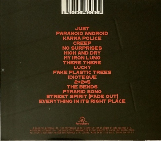 The back, UK single CD, 16 songs (Parlophone 216 3052, 2008)