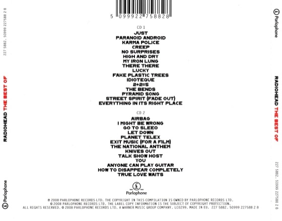 The back of a later Warner pressing of the double, with “Go to Sleeo” (Parlophone 227 5882)