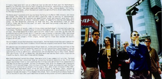 Booklet spread: the essay reaches OK Computer, “Jayne” Seymour and six toilets (Japanese double, 2008)
