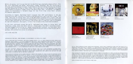 Booklet spread: the credits and the six EMI albums with their catalogue numbers (Japanese double, 2008)