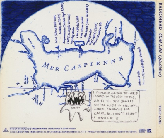 The back: the running order across a French map of the Caspian, and the despot (Toshiba-EMI, 2004)