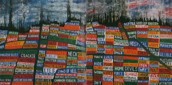 Booklet pages 2 and 3, the word map under a dripping sky (UK CD, 2003)
