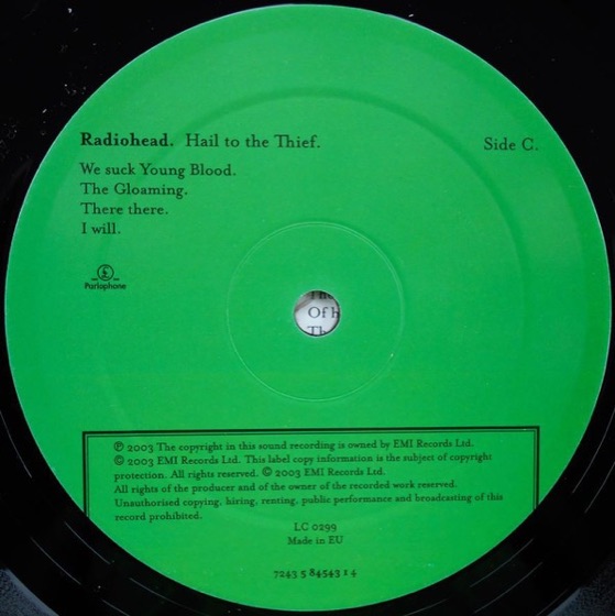 Side C label of the double LP (Parlophone, Europe, 2003)