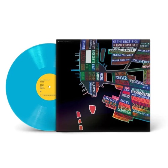The cyan vinyl from W.A.S.T.E., with the back of the sleeve (XL, 2025)