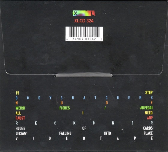 The back of the card wallet, first CD (XL Recordings, 2007)