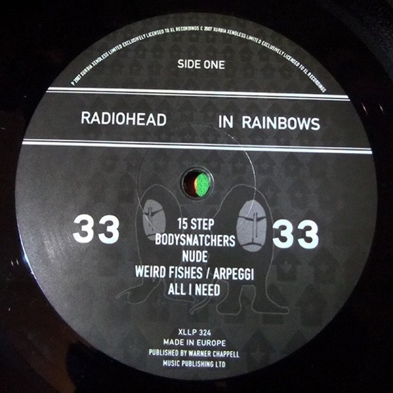 Label, side one, first LP (XL Recordings, 2007)