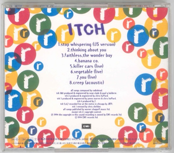 The back, with the track credits and the 94.6.1 date stamp (Toshiba-EMI, 1994)
