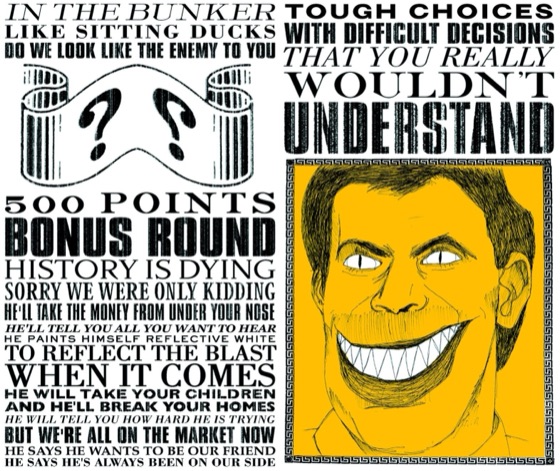 The hidden booklet, “In the bunker” and the grinning face the press took for Tony Blair