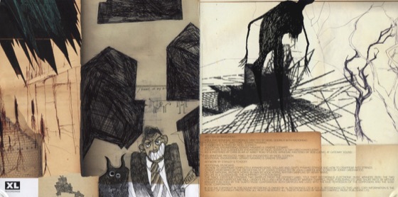The insert opened, sketches and typescript (XL, 2021)