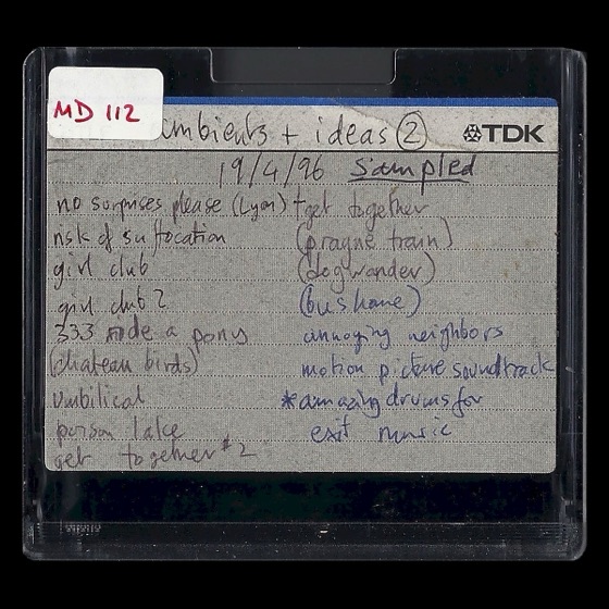 MD112, “ambients + ideas 2”, dated 19 April 1996, with “amazing drums for exit music”