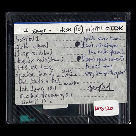 MD120, “july 1996”, with “true love waits (drums)” and “airbag drumming”