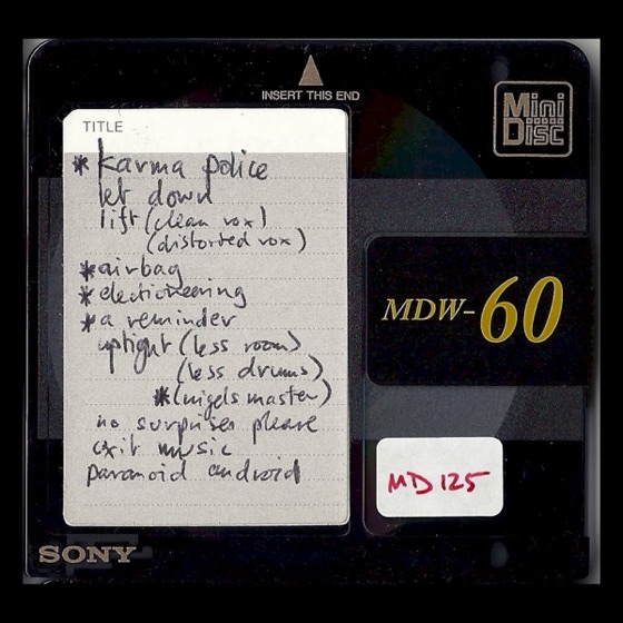 MD125, a Sony MDW-60 listing album songs and “nigels master”