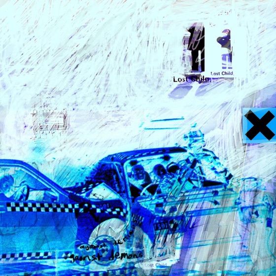 A wrecked car and “against demons”, from the Library's OKC Covers gallery
