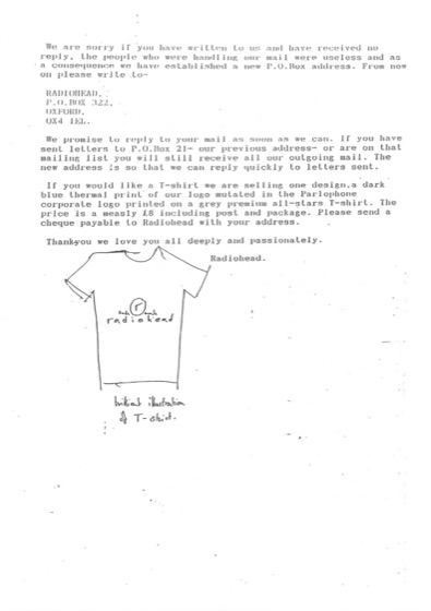 W.A.S.T.E. #1, page two, with the T-shirt drawing (Radiohead, 1993)