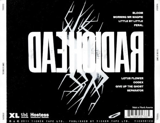 The back, the band name mirrored over the eight titles, US CD (2011)