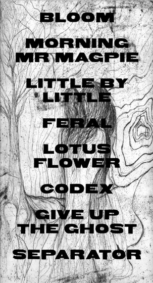 The tracklist page of the newspaper album (2011)