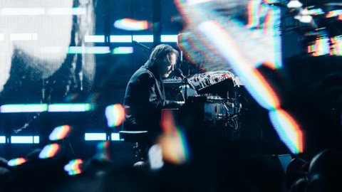 Thom Yorke at the keyboards, a still from Thom Yorke Live at Sydney Opera House, shot on the Forecourt in November 2024