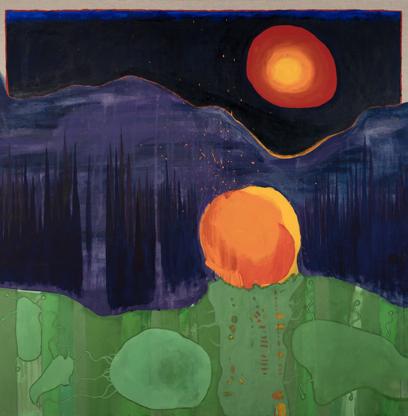 A painting from The Crow Flies: part one, an exhibition of new paintings by Stanley Donwood and Thom Yorke at Tin Man Art, London, 2023