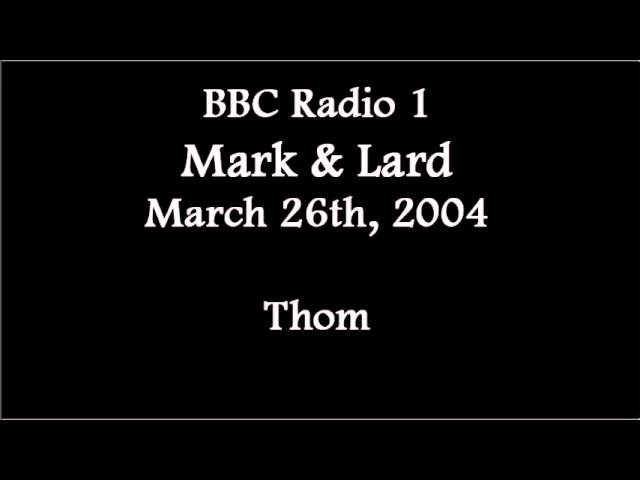 A still from the video: Thom Yorke on Mark and Lard’s last Radio 1 show, 26 March 2004